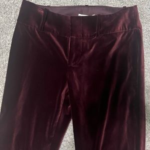 Alice + Olivia velvet Burgundy Stacy pants size 4